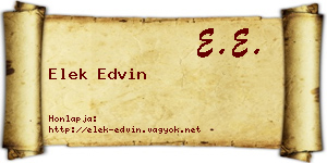 Elek Edvin névjegykártya